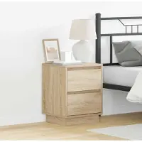vidaXL - Nachtkastje - 2 - st - Sonoma - Eik - 39 - x - 34,5 - x - 50 - cm - Bewerkt - hout