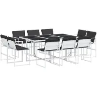 vidaXL 11-delige Tuinset met kussens textileen wit