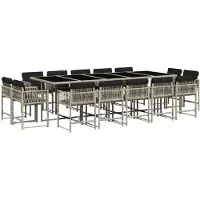 vidaXL 15-delige tuinset met kussens, lichtgrijs, polyrotan