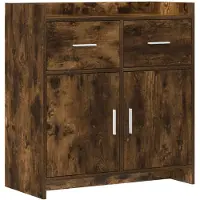 vidaXL Dressoir Gerookt eiken 75 x 36 x 80 cm Bewerkt hout