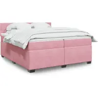 vidaXL Boxspring met matras fluweel roze 200x200 cm