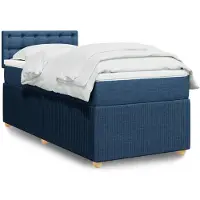 vidaXL Boxspringbed met matras, blauw, 90x200 cm, stof