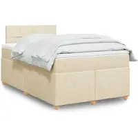 vidaXL Boxspringbed met matras, crème kleur, 120x200 cm, stoffen bekleding