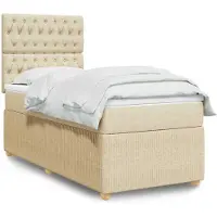 vidaXL Boxspring met matras stof crèmekleurig 100x200 cm