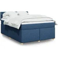 vidaXL Boxspringbed met matras, blauw, 160x200 cm, gestoffeerd