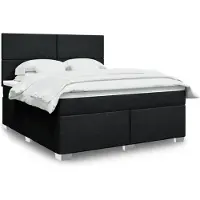 vidaXL Boxspring met matras stof zwart 180x200 cm