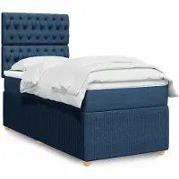 vidaXL Boxspring met matras stof blauw 90x190 cm
