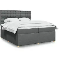 vidaXL Boxspring met matras stof donkergrijs 200x200 cm