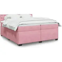 vidaXL Boxspring met matras fluweel roze 200x200 cm