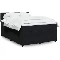 vidaXL Boxspring met matras fluweel zwart 160x200 cm