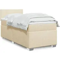 vidaXL Boxspring met matras stof crèmekleurig 90x200 cm