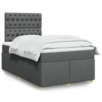 vidaXL Boxspring met matras stof donkergrijs 120x200 cm