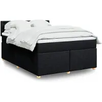 vidaXL Boxspring met matras stof zwart 140x190 cm