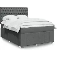 vidaXL Boxspring met matras stof donkergrijs 160x200 cm