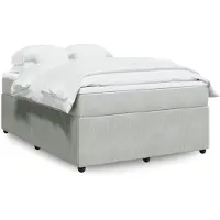 vidaXL Boxspring met matras fluweel lichtgrijs 140x190 cm