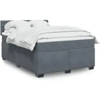 vidaXL Boxspring met matras fluweel donkergrijs 140x200 cm