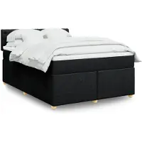 vidaXL Boxspring met matras stof zwart 160x200 cm