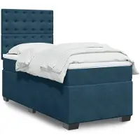 vidaXL Boxspring met matras fluweel blauw 100x200 cm