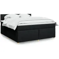 vidaXL Boxspring met matras stof zwart 180x200 cm