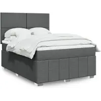 vidaXL Boxspring met matras stof donkergrijs 140x190 cm