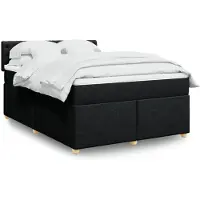 vidaXL Boxspring met matras stof zwart 140x190 cm