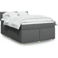 vidaXL Boxspringbed met matras, donkergrijs, 140x200 cm, gestoffeerd