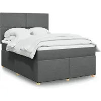 vidaXL Boxspring met matras stof donkergrijs 140x200 cm