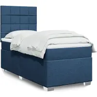 vidaXL Boxspring met matras stof blauw 90x190 cm