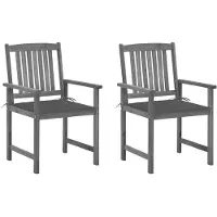 vidaXL Tuinstoelen met kussens, 2 stuks, grijs, massief acaciahout