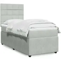 vidaXL Boxspring met matras fluweel lichtgrijs 80x200 cm