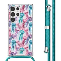 IMoshion Design hoesje met koord voor de Samsung Galaxy S22 Ultra - Jellyfish Watercolor