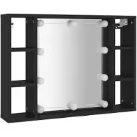 vidaXL Spiegelkast met LED-verlichting, zwart, 76x15x55 cm