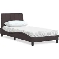 vidaXL Bed met matras "Hanko" stof donkerbruin 80x200 cm