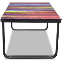 vidaXL Salontafel met regenboog-print glazen tafelblad