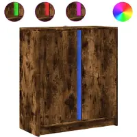 vidaXL Dressoir met LED 77x34x85 cm bewerkt hout gerookt eikenkleurig