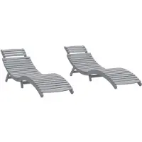 vidaXL Ligbedden 2 st 184x55x64 cm massief acaciahout grijs
