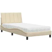 vidaXL Bed met matras "Hanko" stof crèmekleurig 100x200 cm