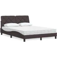 vidaXL Bed met matras stof donkerbruin 140x190 cm