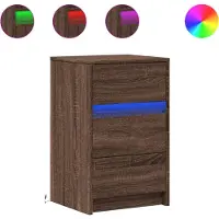 vidaXL Nachtkastje met LED-verlichting bewerkt hout bruin eikenkleur