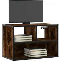 vidaXL Tv-meubel 60x31x39,5cm bewerkt hout metaal gerookt eikenkleurig