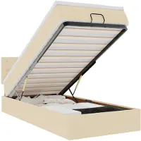 vidaXL Bed poef met matras en LED's 90x200 cm stof crèmekleurig