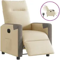 vidaXL Fauteuil verstelbaar elektrisch stof crèmekleurig
