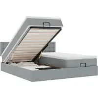 vidaXL Ottoman bed met matrassen 160x200cm stof lichtgrijs