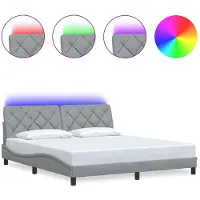 vidaXL Bedframe met LED zonder matras stof 180x200 cm lichtgrijs