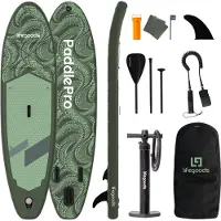 LifeGoods SUP Board Allround Compact - 100 KG Draagkracht - 300 x 76 cm - Opblaasbaar - Compleet SUP pakket - Groen/Legergroen