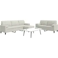 vidaXL 3-delige Loungeset met kussens en bolsters fluweel crèmekleurig