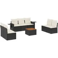 vidaXL 8-delige Loungeset met kussens poly rattan zwart