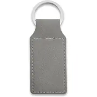 Combicraft Blanco leren sleutelhanger rechthoek 33x70mm grijs - 5 stuks