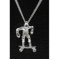 MOOYE ® - Collectie Zilveren Skate boarder ketting hanger