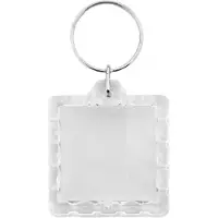 Combicraft Plexiglas sleutelhanger blanco vierkant geribbeld 39x39mm - 10 stuks